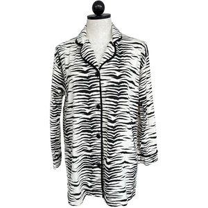Victoria's Secret Zebra Print Pajama Top Black & White Cotton Size Small